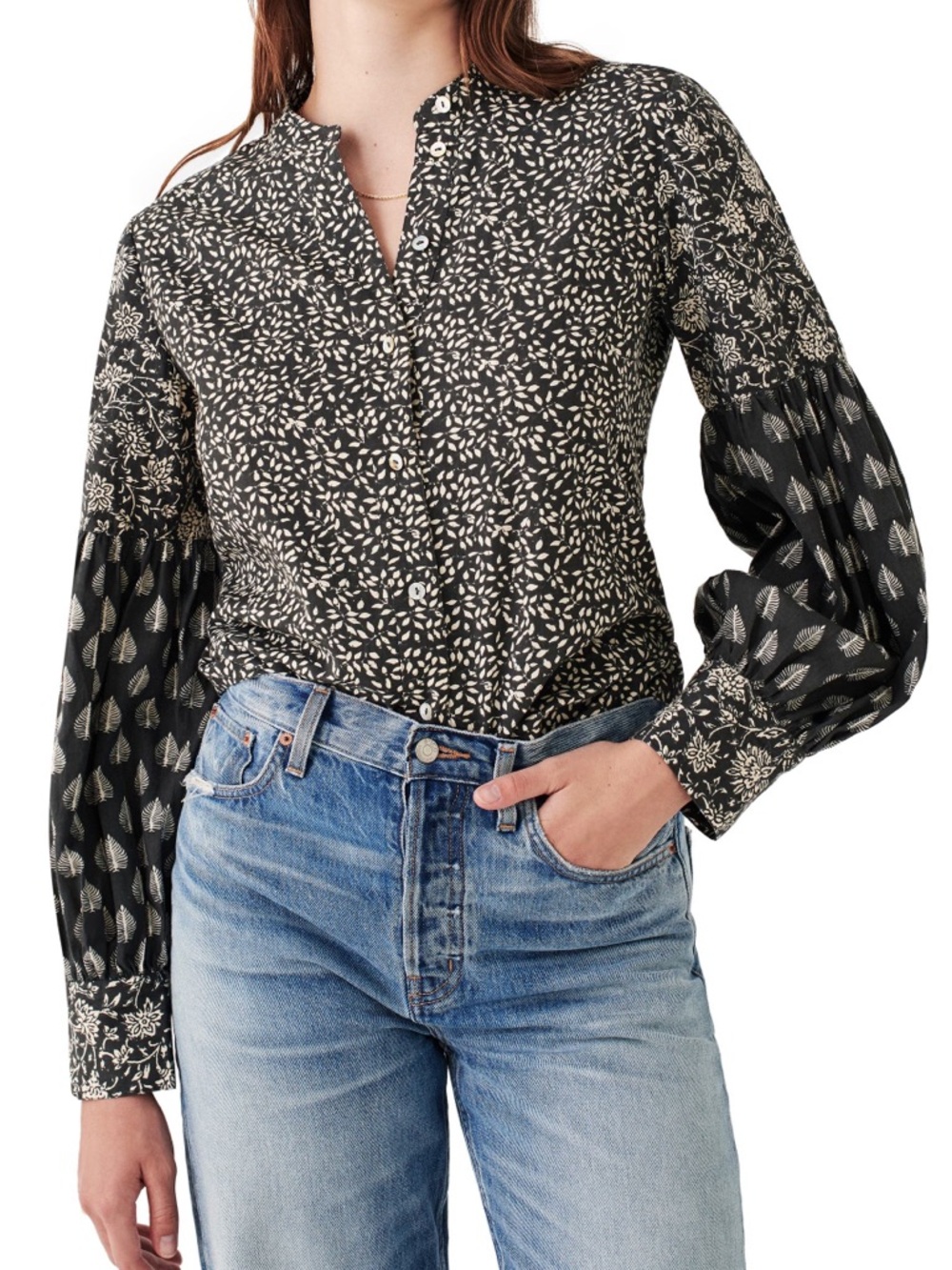 Faherty Adalyn Mix Batik Organic Cotton Button-Up Shirt